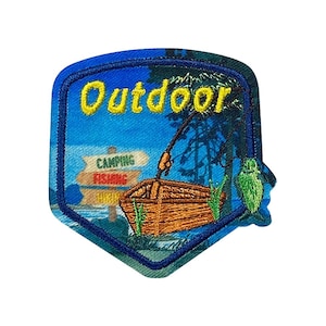 Outdoors Adventure - Camping Badge - Forest/Nature/Wilderness - Iron on Applique - Embroidered Patch