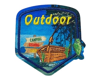 Outdoors Adventure - Camping Badge - Forest/Nature/Wilderness - Iron on Applique - Embroidered Patch