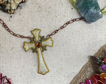 thumbnail image 2 of 2x White Cross Religious Embroidered Iron-On Patches – 4x2.5 Inches, For Clothing/Bags 2 of 2