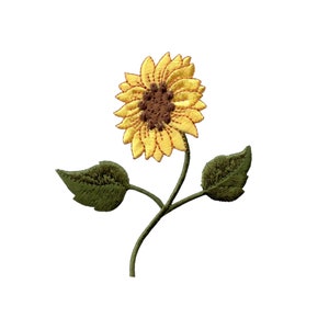 Sunflower - 3-7/8&quot; Flowers - Iron on Applique - Embroidered Patch