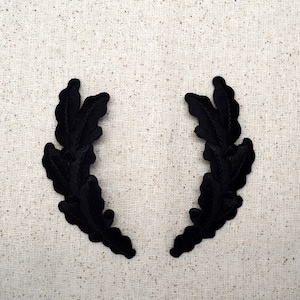 Black - Pair - Scrambled Eggs - Military Uniform - Iron on Applique - Embroidered Patch - 693230E