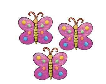 Children's Shimmery Pink Butterfly, Iron on Patch