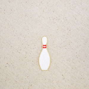 Single Bowling Pin Embroidered Iron on Patch