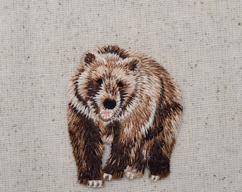 Brown Bear - Grizzly - Iron on Applique - Embroidered Patch - 155472A