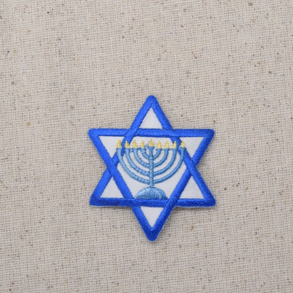 Dreidel Blue//White Spinning Top//Hanukkah Toy Iron on Applique//Embroidered Patch