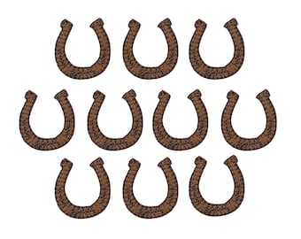 1" Small Brown Horseshoe, Embroidered, Iron on Patch