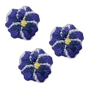 Purple Pansy Flower, Embroidered, Iron on Patch