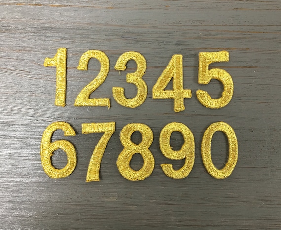 NUMBERS-2/"H Gold Number /"0/" Iron On Embroidery Appliqué Patch