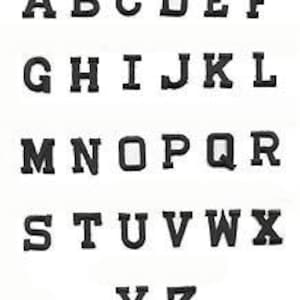 Letra del alfabeto - Negra - 1 PULGADA - 1" - Estilo bloque - Aplique termoadhesivo - ELIGE tu LETRA