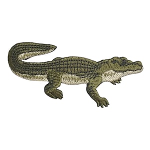 Alligator Embroidered Iron-On Patch, 1.5 x 3.25 inch, Gator Hat Bar Patch