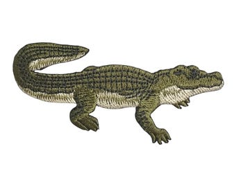 Alligator Embroidered Iron-On Patch, 1.5 x 3.25 inch, Gator Hat Bar Patch