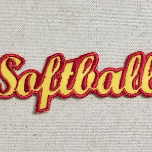Softball - Color Choice - Sports - Words - Iron on Applique - Embroidered Patch