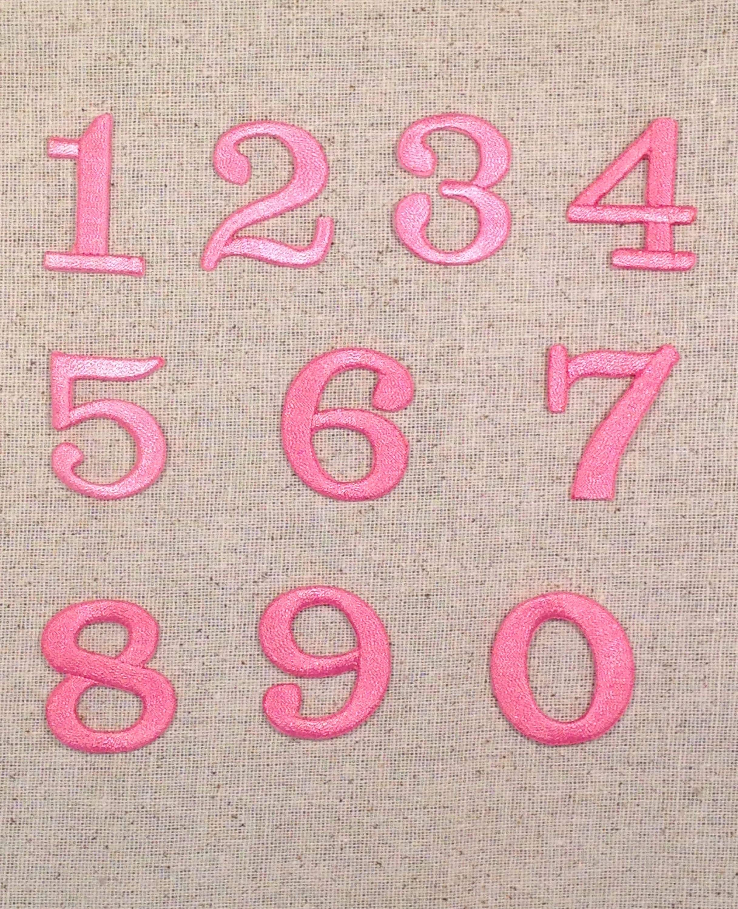 Numbers 1.25 Pink Iron on Applique/embroidered Patch 