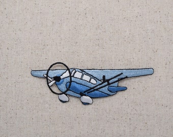 Blue - Cessna Style Airplane - Iron on Applique - Embroidered Patch - 632205-A