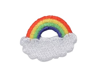 Small Rainbow with cloud, Nature, Embroidered, Iron on Patch