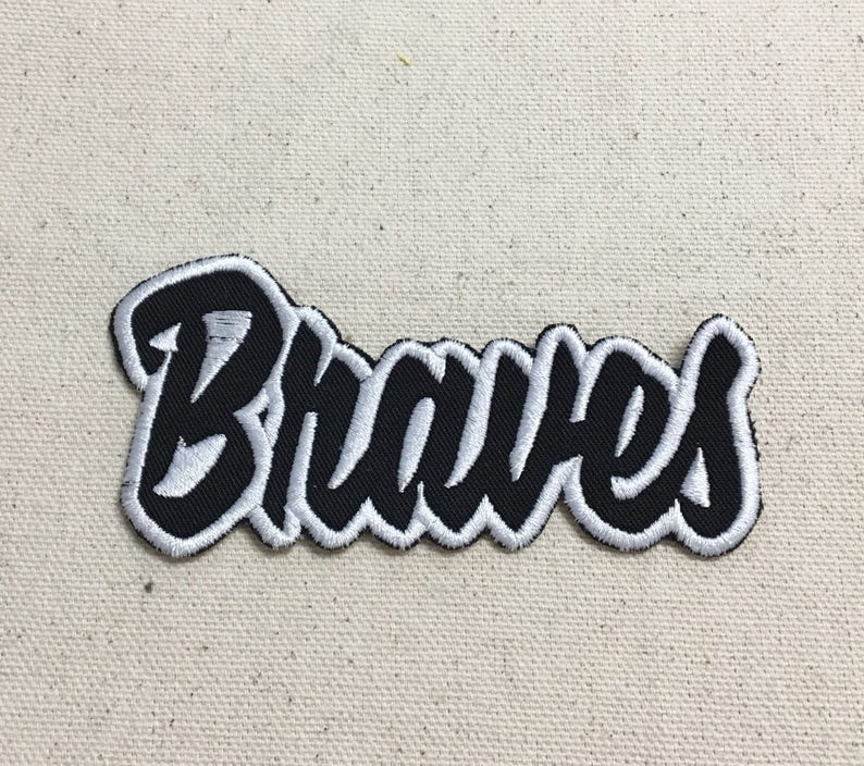 Mascot Team Name Embroidered Patch Braves Words Color Choice Iron on Applique