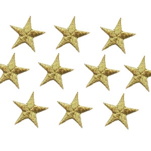 Metallic Gold Stars - 7/8" - Pack of 10 Pieces - Iron on Applique -150032-12