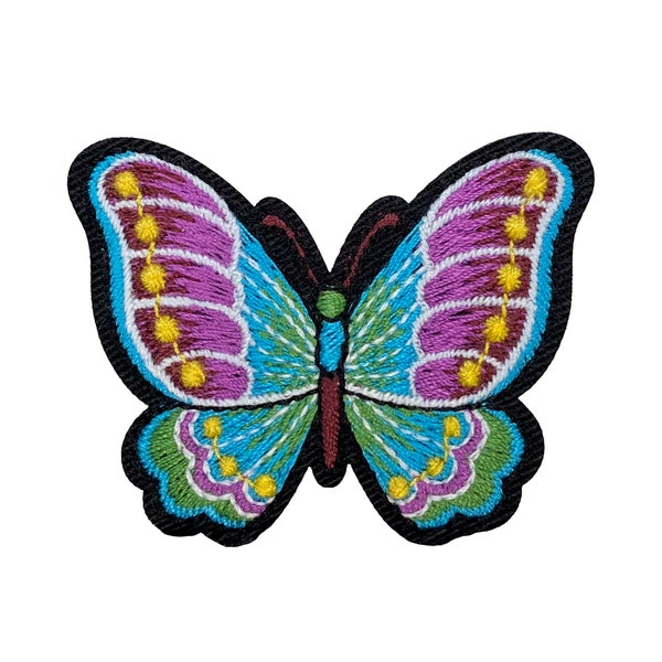 Blue Jewel-tone Butterfly Embroidered Iron on Patch
