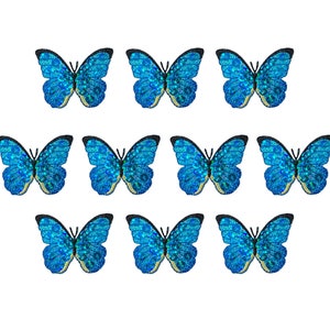 Small Blue Sequin Butterfly Iron on Applique Embroidered Patch 155811A ...
