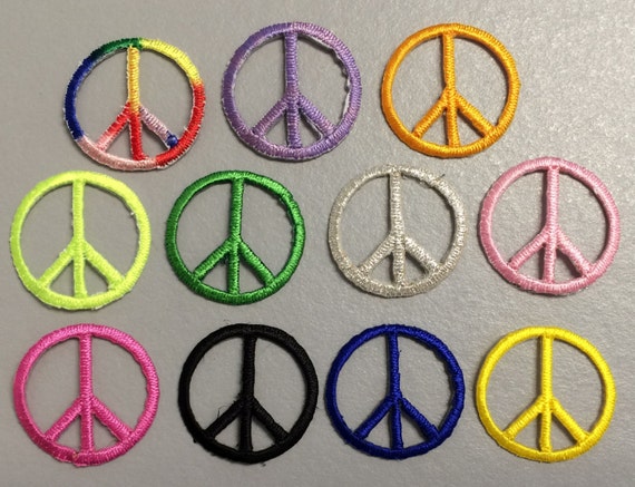 Iron on Embroidered Applique Patch 1/" PEACE SIGN choose from 11 colors