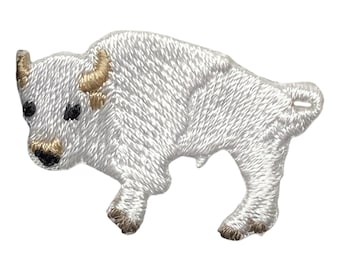 Kleiner weißer Büffel Patch zum Aufbügeln, 3,1 cm