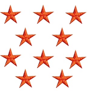 Orange Stars - 5/8&quot; - Pack of 10 Pieces - Iron on Patch - 150031-09