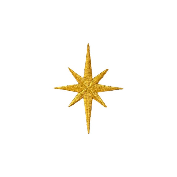 Yellow Gold Nativity Star, Star of Bethlehem, 2 Sizes, Embroidered, Iron on  Patch 