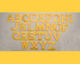 Alphabet Letter - YELLOW - Block Style - 2 INCH - 2" - Iron on Applique - Embroidered Patch - Choose Letter