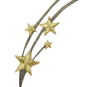 Shooting Stars, Gold and Bronze, Celestial, Embroidered, Iron on Patch