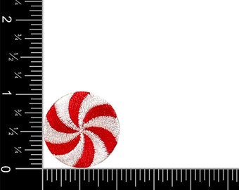 Natale - GRANDE 3 POLLICI - Caramelle Alla Menta Piperita - Rosso O Verde - Applicazione Termoadesiva - Toppa Ricamata - WA1214 - Italia - Foto 2