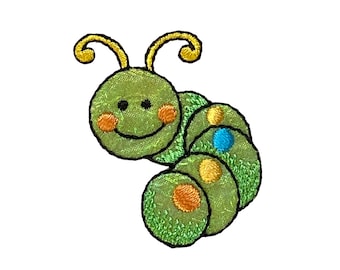 Happy Caterpillar -Small - Polka Dots - Shimmery - Embroidered Iron on Patch