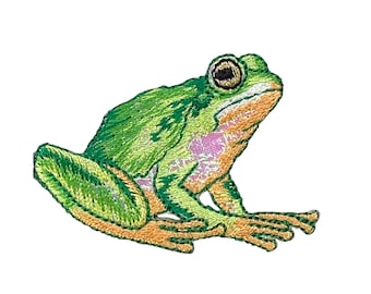 Frog, Realistic, Shimmery, Embroidered, Iron on Patch