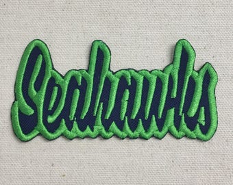 Seahawks - LARGE 3x8 - Farbwahl - Maskottchen/Team Name/Wörter - Aufbügler/Aufnäher zum Aufbügeln