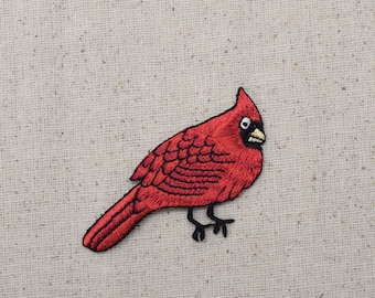 Cardinal - Red Bird - Male - Iron on Applique - Embroidered Patch - 693310A