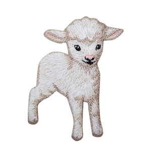 White Baby Lamb, Sheep, Realistic Animals, embroidered, Iron on Patch