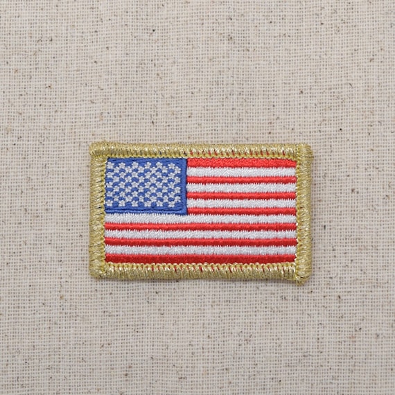 US Gold Border Flag Patch Sale-Discount Embroidered Iron or Sew on Cheap  Wholesale Flag Patch