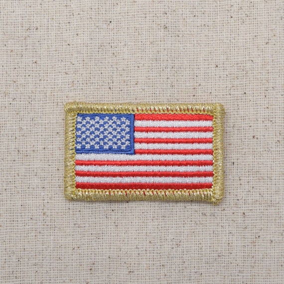 Toppa Bandiera Americana USA: Ricamata, Termoadesiva, Taglia L Con Bordo Oro