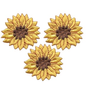 1.5&quot; Sunflower, Flower, Embroidered, Iron on Patch