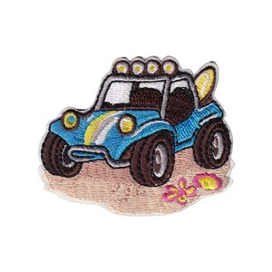 ビーチデューンバギー刺繍アイロンワッペン – ブルーオフロードサンドレールアップリケ