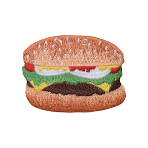 Hamburger, Cheeseburger, Food, Burgers, Embroidered, Iron on Patch