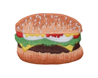 Hamburger, Cheeseburger, Food, Burgers, Embroidered, Iron on Patch