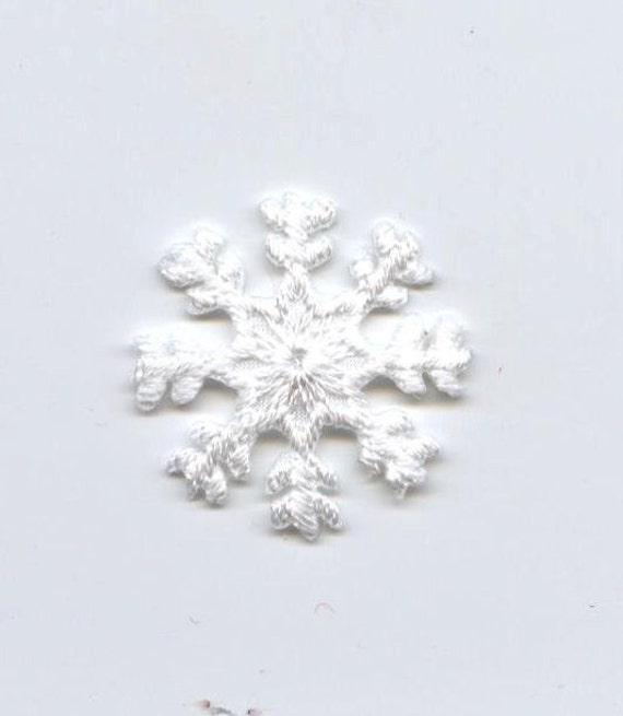 White Snowflake Applique Patch Snow, Winter Badge 2-3/8 iron On 
