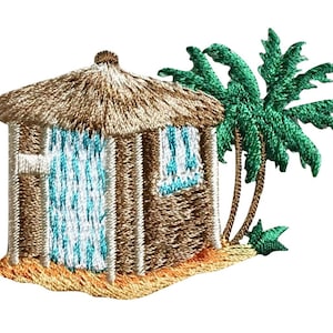 Tiki Hut - Palm Trees - Tropical/Surf/Beach - Iron on Applique - Embroidered Patch - 1126840-A