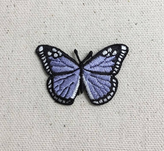 Small Lilac Butterfly, Embroidered, Iron on Patch 