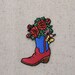 Western Cowboy Boot and Flowers - Embroidered Patch - Iron on Applique - 796027A 