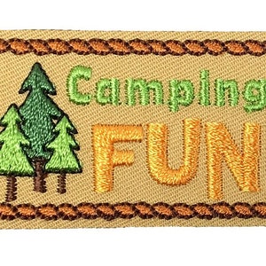 Camping Fun - Badge - Forest/Nature/Wilderness - Embroidered Iron on Patch