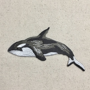 Orca - Killer Whale - Black/White -  Iron on Applique - Embroidered Patch - 692306-A