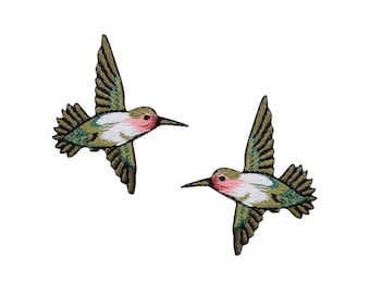 Ruby Red Throat Hummingbird, Birds, Iron on Patch, Embroidered
