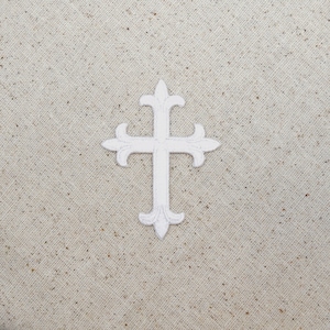 Fleur De Lis - Religieus kruis - wit - 4" - geborduurde patch - opstrijkbare appliqué - WA023