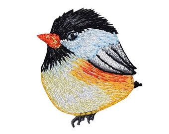 Chickadee - Fat Bird - Iron on Embroidered Patch